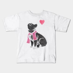 Watercolour Border Collie Kids T-Shirt